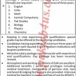 Garrison Academy Kharian Cantt Jobs 2018